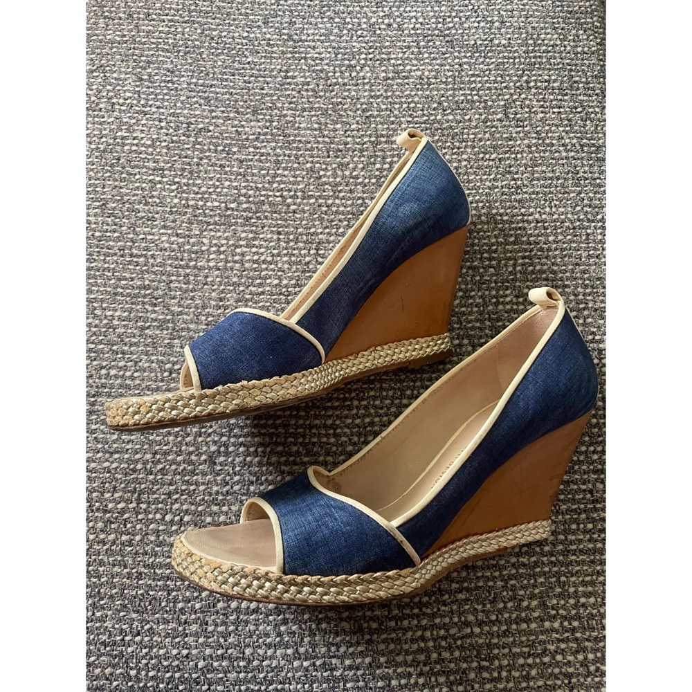 Giuseppe Zanotti Gold Accent Denim Wedges (37.5)